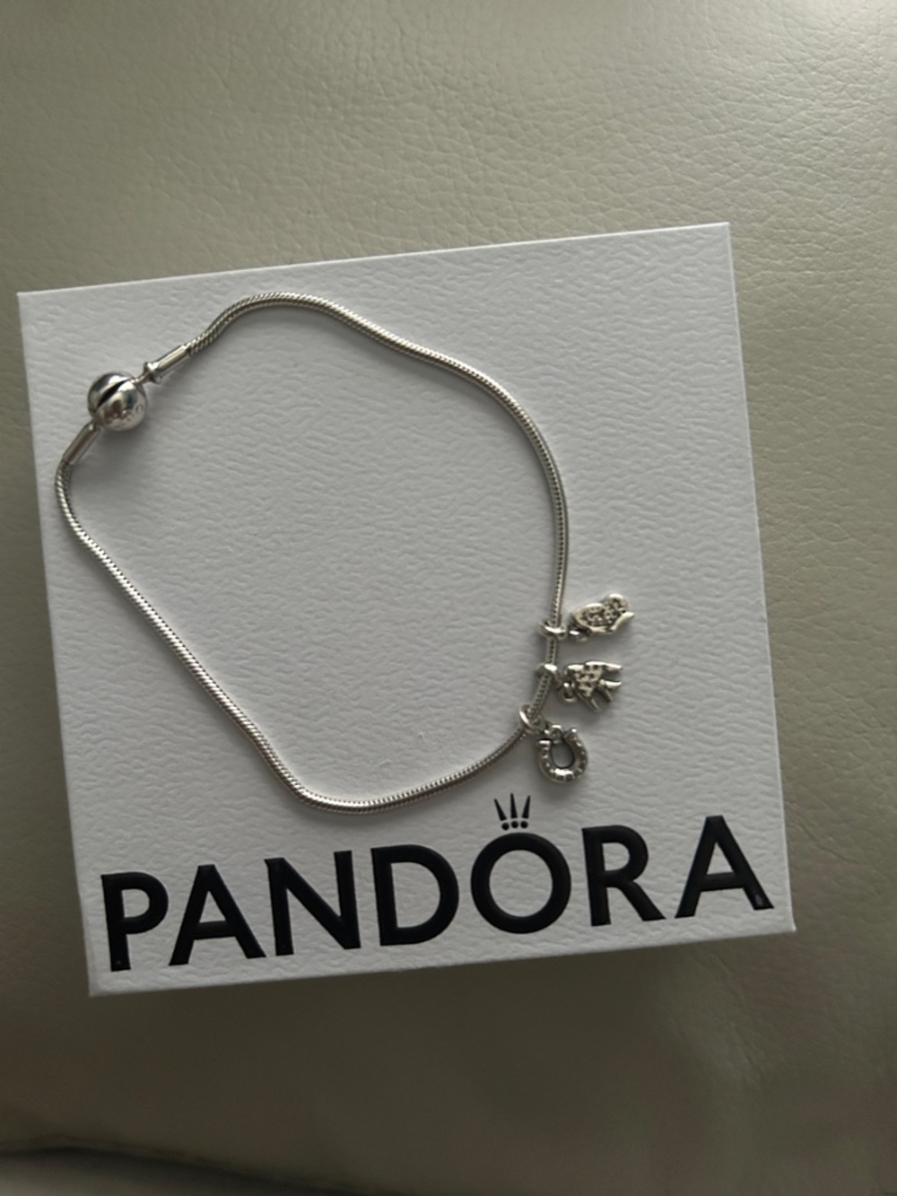 Pandora Sterling Silver Bracelet with three sterling silver charms - Picture 5 of 5